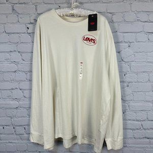 Levi's Men's Relaxed 100% Cotton Long Sleeve‎ Logo Tee Shirt, Size XXL, Beige
